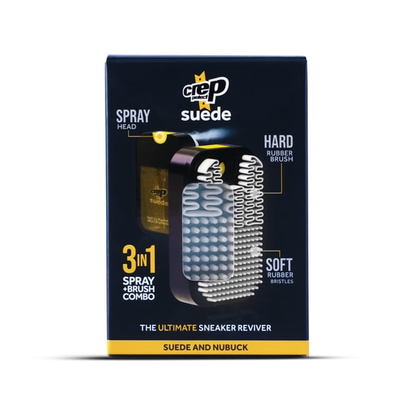 Crep Protect Suede Reviver - Limpiador, acondicionador y cepillo para gamuza y nobuk - Restaura la vitalidad y textura - Spray nutritivo para calzado desgastado