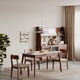 thumbnail image 1 of Walnut solid oak and white slate round corner diagonal leg telescopic table 1.2-1.5m, for 6-8 people to meet Dining table wood (walunt color), 1 of 3