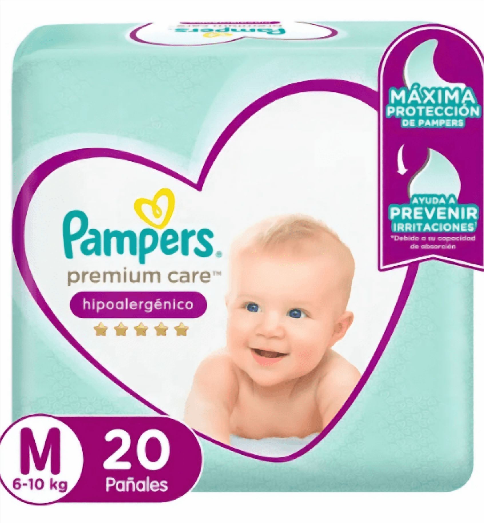 Pack X8 Pañales Pampers Premium Care M 160 Pañales