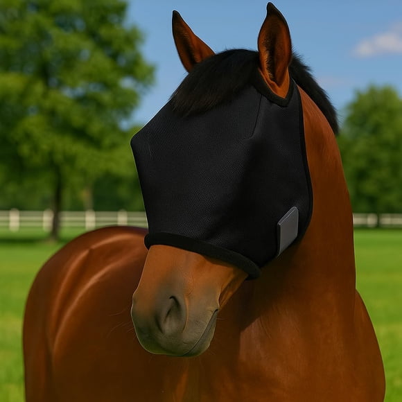 Máscara antimoscas para caballo Yuuigar con protección UV, transpirable y ajustable