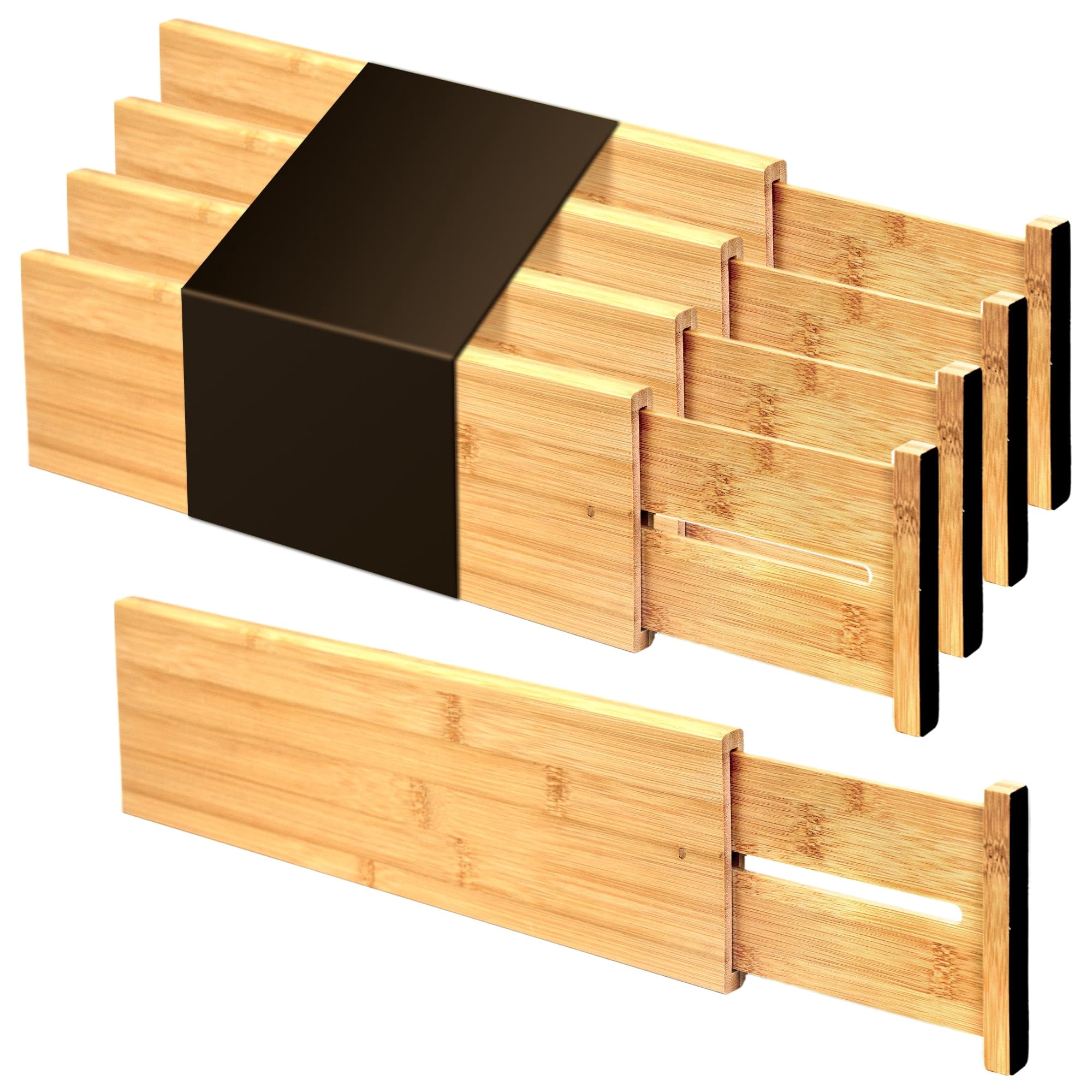 Separadores De Cajones Utoplike Bamboo, Grandes, 10 Cm De Alto, 4 Unidades