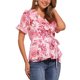 thumbnail image 4 of INSPIRE CHIC Blusa de Mujer con Peplum Envolvente de Verano Floral de Manga Corta con Volantes y Cuello en V con Cinturón Camisas Florales Rosadas XL, 4 of 6