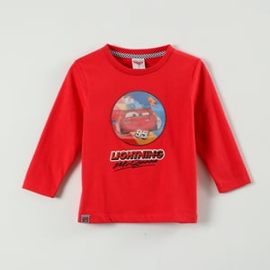 Polera Manga Larga Niño Cars Lightning Rojo Cars Disney