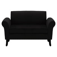 Bodevir - Banqueta Baul + Respaldo Lua 2C Felpa 20 Negro