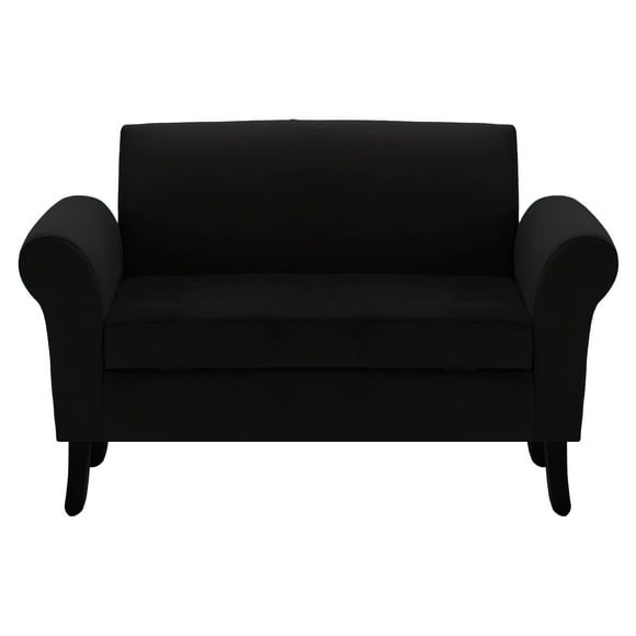 Banqueta Baul + Respaldo Lua 2c Felpa 20 Negro