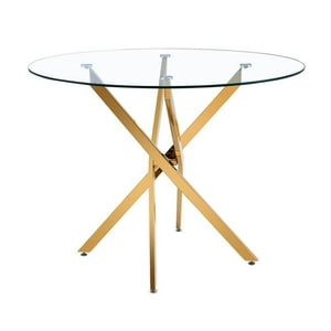 Habita2 Chile - Mesa Para Comedor Dorada Dubai Gold 80 - 4 Personas