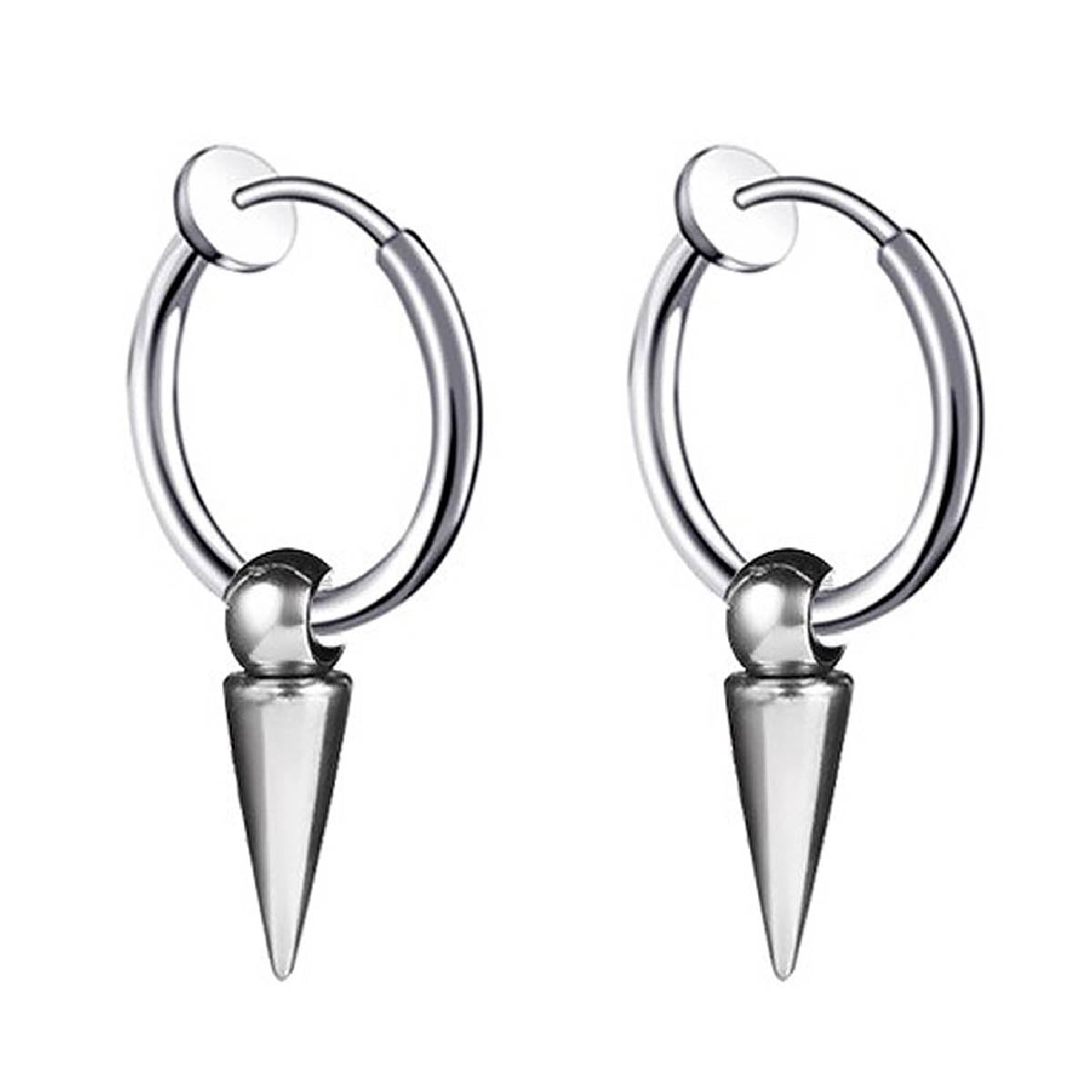 Millam - Aros Unisex Argolla De Acero Espina A Presión Plateado Par