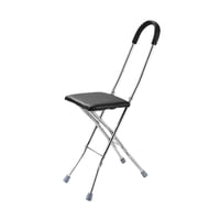 Magideal - Bastón Plegable Con Asiento, Capacidad De 150 Kg, Portátil, Silla Plegable Negro