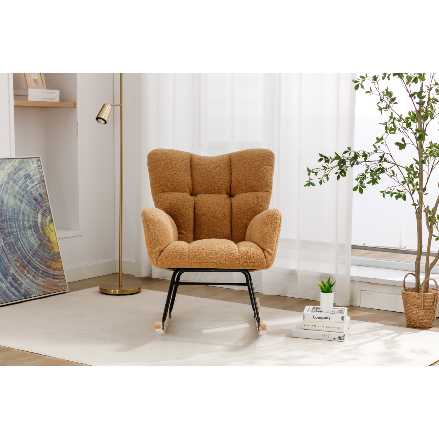 050-Teddy Fabric Rocking Gilder Nursery Chair For Living Room Indoor ...