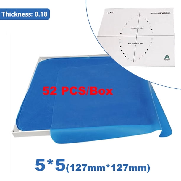 36/52Pcs Dental Rubber Dam Natural Latex Rubber Barrier Dams Green Dark blue 5*5/6*6" for Kids Adults Dental Treatment Materials