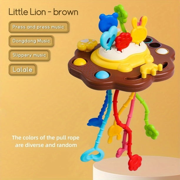 Baby Drawstring Toy, Sensory Development Toy, 1 To 3 Years Old, Animal Lion, Bed Hanging Toy ( Drawstring Color Matching Random)