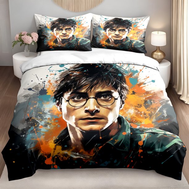 3pcs Bedding set bedding cushion cover Artistic Paint Splatter Wizard Portrait Duvet Cover Set