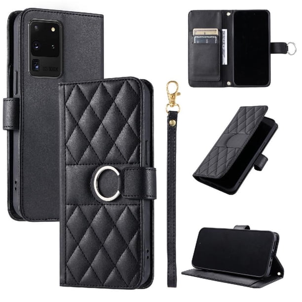 Funda Acolchada con Anilla y Correa para Samsung Galaxy S20 Ultra Slots para Tarjetas Negro