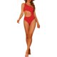 thumbnail image 2 of INSPIRE CHIC Traje de baño de una sola pieza para mujer con un hombro descubierto, corte asimétrico, con almohadillas removibles, rojo, talla extra pequeña, 2 of 5