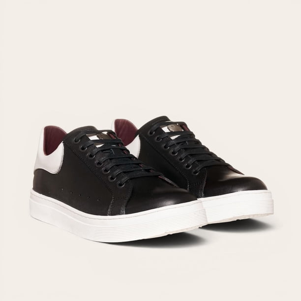 Zapatilla Alexander de Cuero Natural Nevado OLKI - Negra/Blanca blanco 41