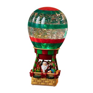 Magideal - Globo De Nieve Navideño Iluminado, Decoración Navideña Coleccionable Con Canciones Musicales, Figura De Globo Aerostático Para Compañeros De Chimenea Papá Noel