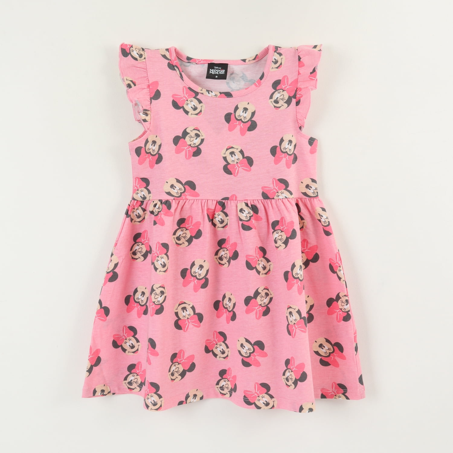 Vestido Sin Manga Y Collet Niña Rosa Print Minnie Disney