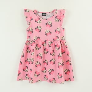 Vestido Sin Manga Y Collet Niña Rosa Print Minnie Disney