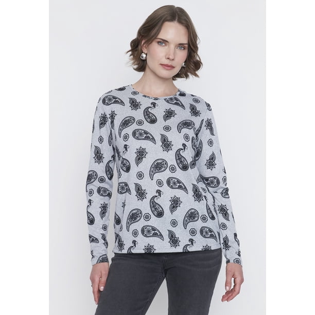 Sweater Mujer Camant Print Gris Melange Corona