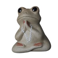 Bothyi - Estatuilla De Mascota De Té De Rana De Cerámica Estatuas De Animales Pequeños Accesorio Elegante Estilo Encantador A
