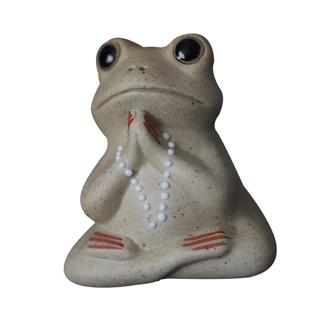 Estatuilla De Mascota De Té De Rana De Cerámica Estatuas De Animales Pequeños Accesorio Elegante Estilo Encantador A