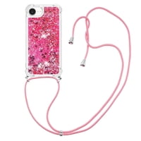 Funda Foxdock Para Iphone 16E Con Cuerda Ajustable, Brillo Líquido, Protección Antigolpes Y Lente – Ideal Para Regalo