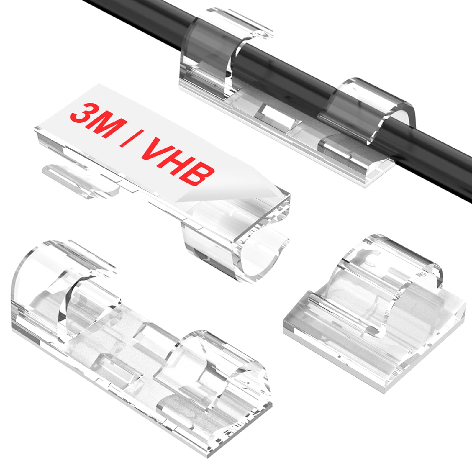 Clips Adhesivos Para Cables Tidyhelper Clear (40 Unidades, M) Para Pared