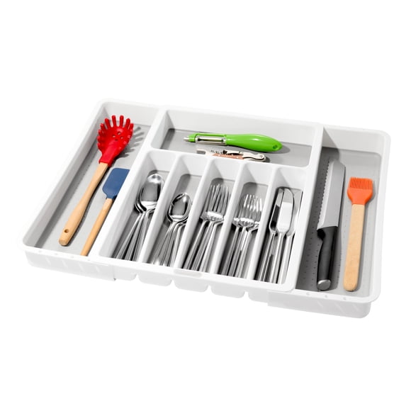 Bandeja para cubiertos Caddy madesmart, color blanco, 8 compartimentos