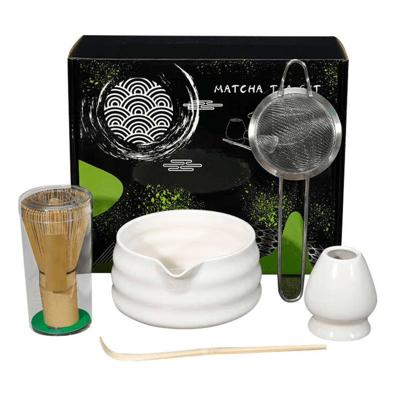 Wakeshome - Kit De Matcha De 5 Piezas Set De Té Matcha Con Batidor Tazón De Cerámica Y Tamiz Accesorios Té Japones
