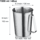 thumbnail image 2 of Xiao Hua Taza Medidora de Acero Inoxidable 304 con Asa y Puerto de Vertido; Taza Medidora de Metal con Escamas de Oz y Mililitros; 48 oz/1500 ml, 1 Pieza, 2 of 4