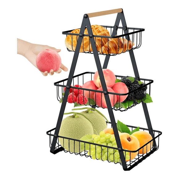 Organizador Rack 3 Niveles Frutas Verduras Acero Inoxidable