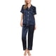 thumbnail image 2 of INSPIRE CHIC Conjunto de Pijama de Satén para Mujer de Manga Corta con Botones, Detalle de Ribete y Cintura Elástica, Conjunto de Descanso S Azul, 2 of 6