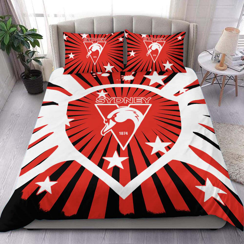 thumbnail image 1 of Sydney Swans AFL Bedding Set Doona Duvet Cover Kid Men Gift Double 3-Piece Bedding Set, 1 of 5