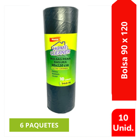 Bolsa De Basura Home Cleaner 90 X 120cm 10 Uni (6 Paq)