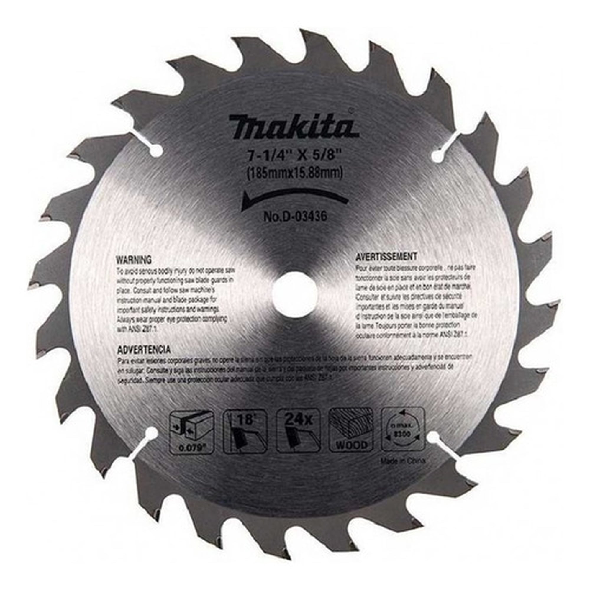 Marca - Disco Sierra Circular 7 1/4 24 Dientes D-03436 Makita