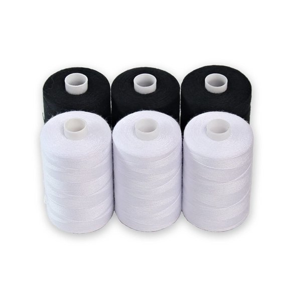 Hilo de coser BlesSew 6 bobinas 914 m negro y blanco