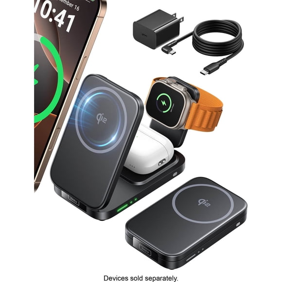 Cargador INIU 3in1 Magnetic Qi2 15W Plegable para iPhone