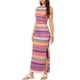 thumbnail image 4 of Vestido largo bohemio de verano para mujer con cuello redondo a rayas, abertura, fiesta de cóctel, club, vestido ajustado sin mangas S multicolor, 4 of 6