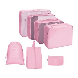 Magideal - Organizadores De Embalaje De Viaje Plegables, 7 Uds., Organizador De Equipaje, Bolsas De Lavandería, Bolsas De Compresión, Organizador De Bolsas, Nail Rosado