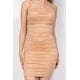 thumbnail image 3 of Vestido Mini De Fiesta Ajustado Con Cuello Vuelto Tirantes Ajustables Y Malla Metálica Brillante Color Topo (para Mujer), 3 of 5