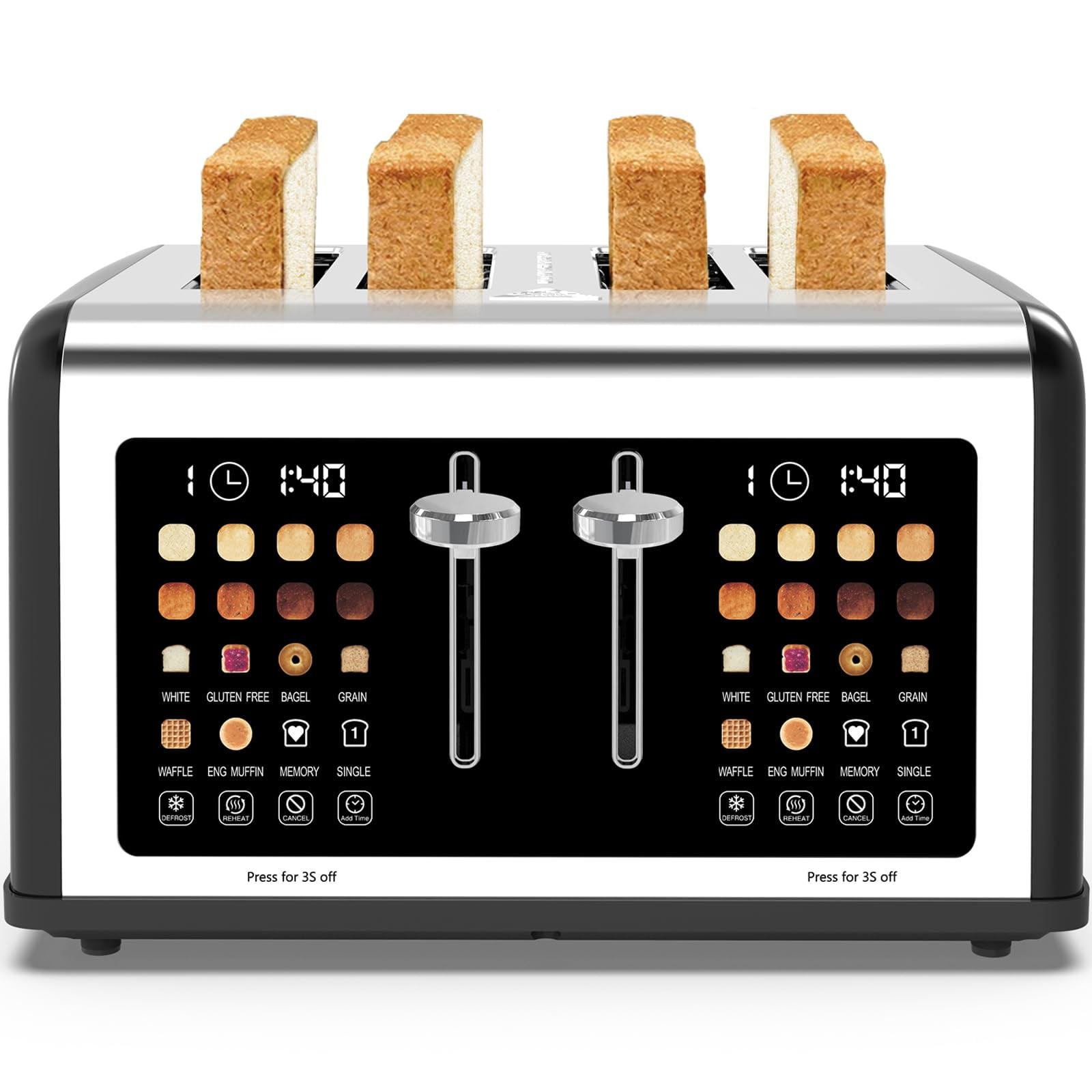 Toaster Clixane, Pantalla Táctil De 4 Rebanadas, Acero Inoxidable, 1650 W