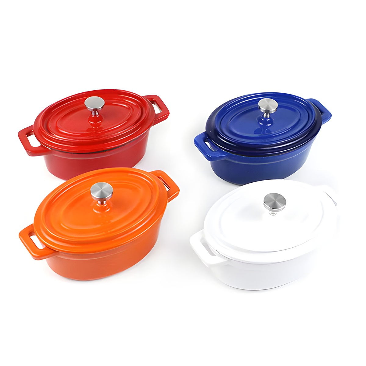 Imahe - Mini Olla Hierro Enlozado Ovalada Azul 15.5x9.2x4.8 Cm