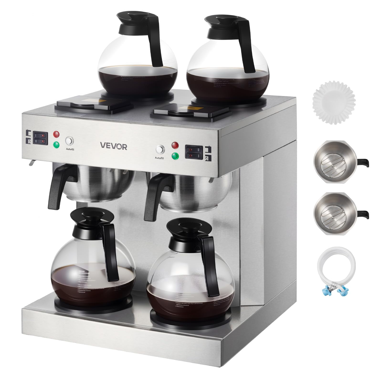 Cafetera De Goteo Vevor Commercial 24 Tazas Con 4 Garrafas Y 4 Platos