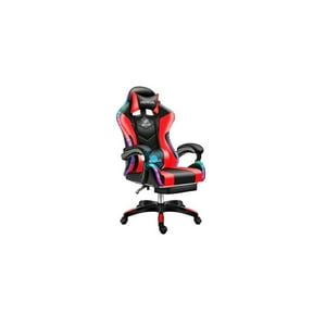 Silla Gamer Con Luz Rgb Reposapiés Y Masajeador Reclinable C - Rojo.