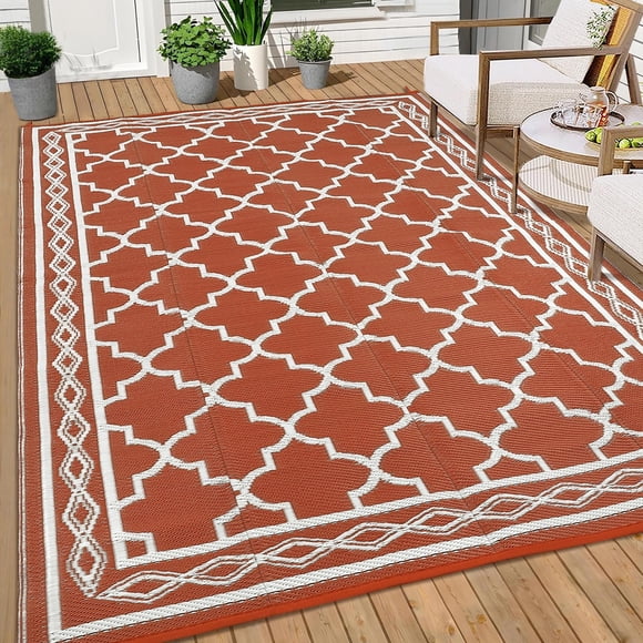 Alfombra GAOMON 274x366 cm Impermeable Plegable para Exteriores Naranja