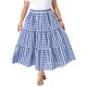 thumbnail image 1 of Faldas de cuadros de colegio para mujer de talla grande de Agnes Orinda, con capas escalonadas, maxi fluida de verano, casual, línea A, con bolsillos, 3X azul, 1 of 6