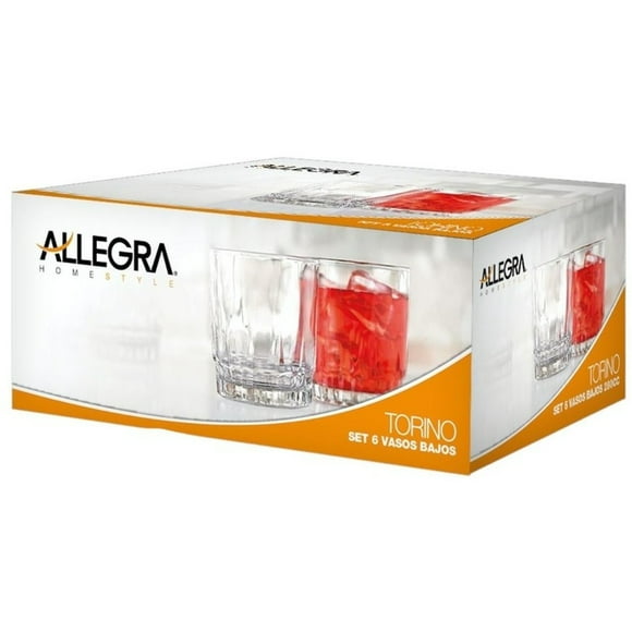 Set 6 vasos de vidrio bajos 280 ml allegra