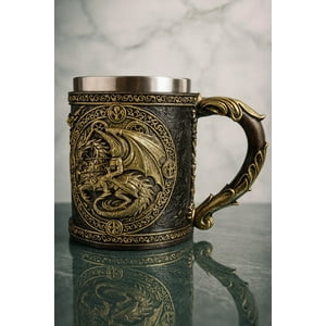 Decostilo - Tazon - Taza Termica De Acero Con Diseño De Dragon En 3D