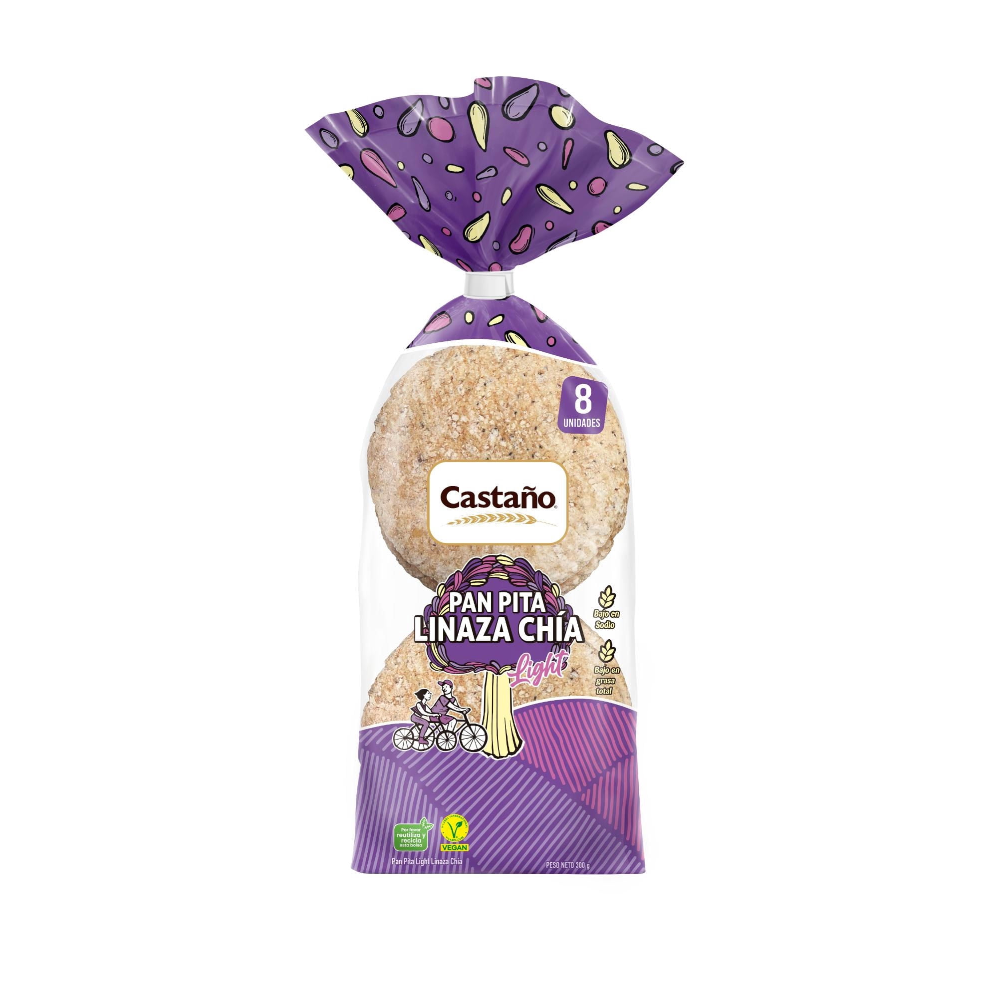 Pan Pita Linaza Chía 8 Un 300 g Castaño