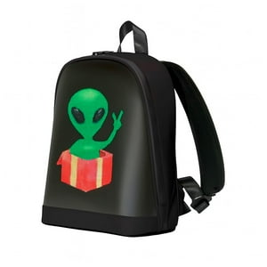 Global Latin Group - Mochila Led Personalizable Con Pantalla Animada Y Power Bank Negro S/M